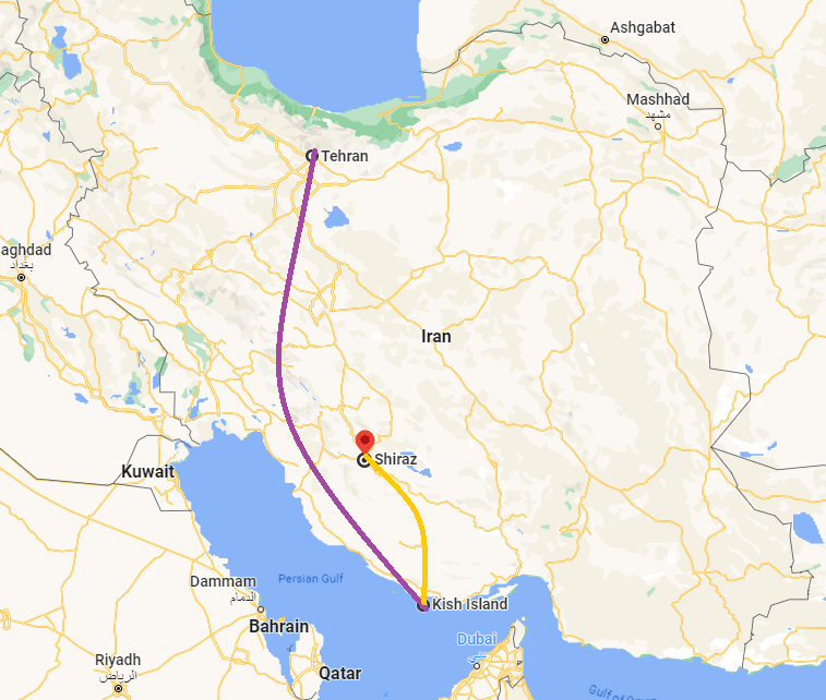 Iran senior tour map